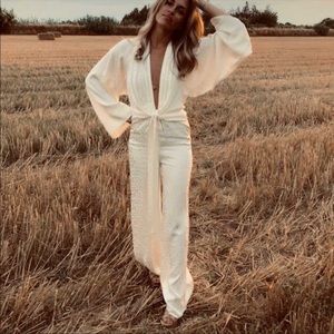 Rat & Boa Bianco Cream Kimono Jumpsuit Animal Print Size Extra Small XS